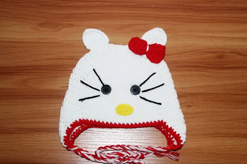 free shipping. Crochet white Cat Hat, Crochet Baby Hat, Baby Girl cap , Newborn Photo Prop, Halloween clothing, Baby Animal Hat