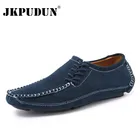 Туфли мужские JKPUDUN из натуральной кожи, ручной работы, размера плюс