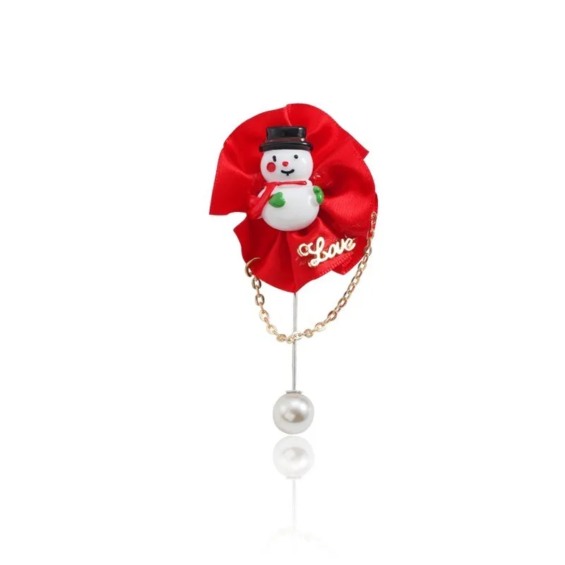Flower Snowman Рождественская брошь на булавке со стразами, эмаль, рождественская елка, колокольчик, Санта-Клаус, снеговик, венок, броши для женщин, рождественское ювелирное изделие, броши - Окраска металла: Flower Snowman