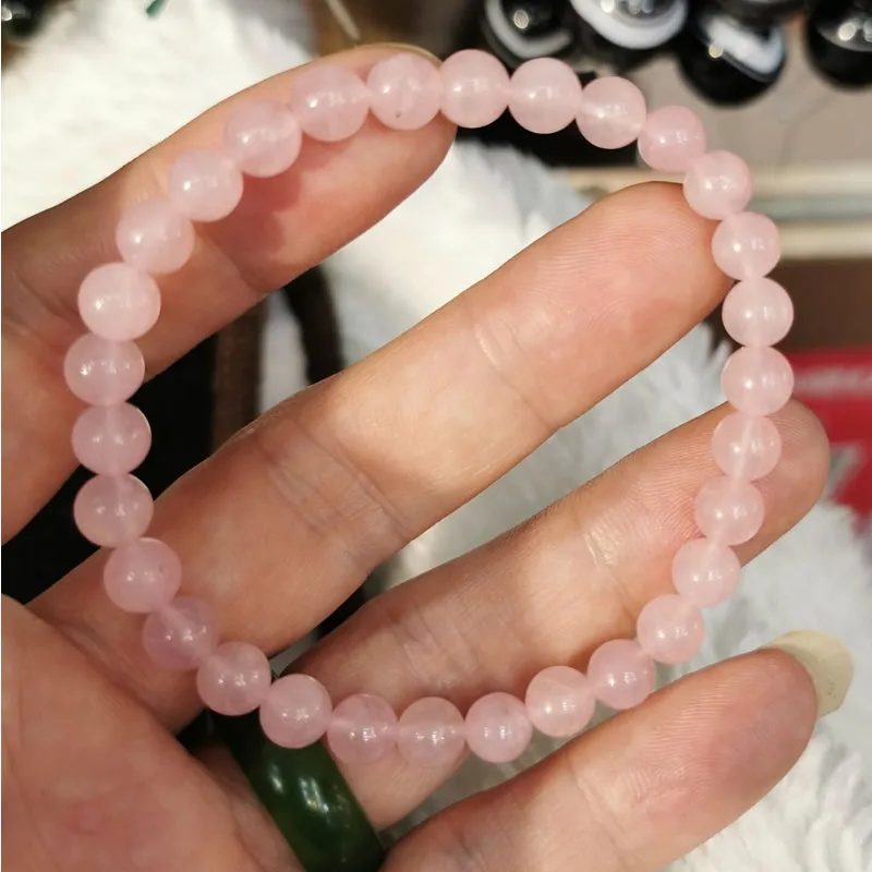 Pink crystal Минималистичный 6 мм натуральный браслет для женщин и мужчин тигровый глаз розовый кристалл вулканический каменный Агат из бисера Йога стрейч браслеты - Окраска металла: Pink crystal