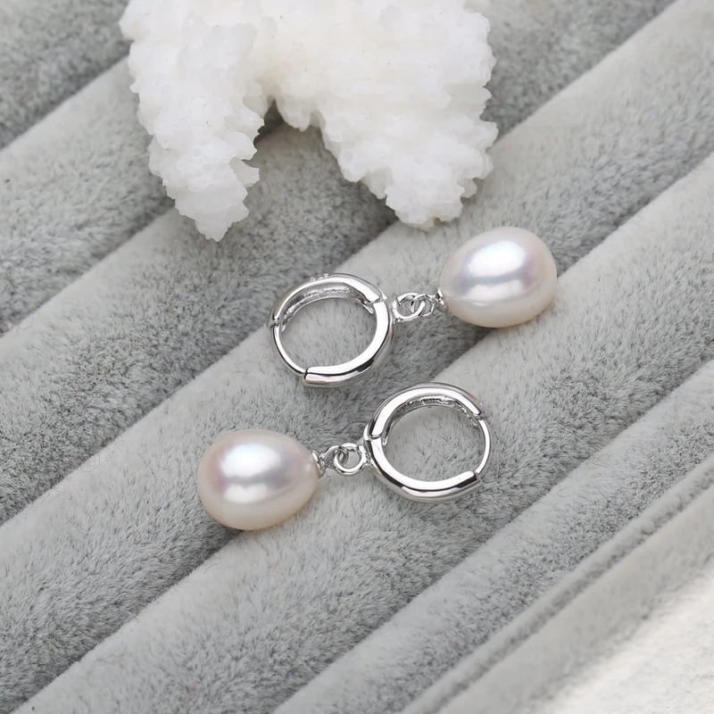 

Pearl Jewelry natural Pearl drop earrings for women 925 sterling silver earrings accessories party gift box