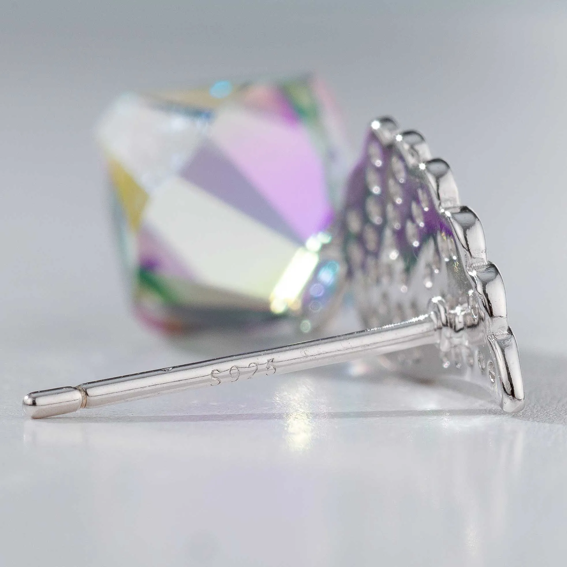 YOROMER 925 sterling silver earrings zirconia small wing stud earring women crystal fashion Jewelry grils white | Украшения и