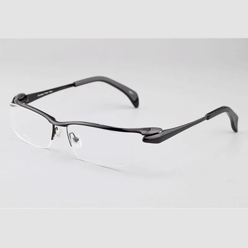 100% титановые роскошные черные оправы для очков очки без Rx able|half rimless glasses|rimless