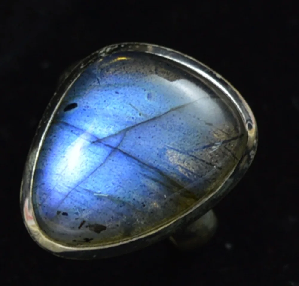 Lovegem подлинный синий огонь Лабрадорит Кольцо 925 пробы серебро, размер: 6, AR3882