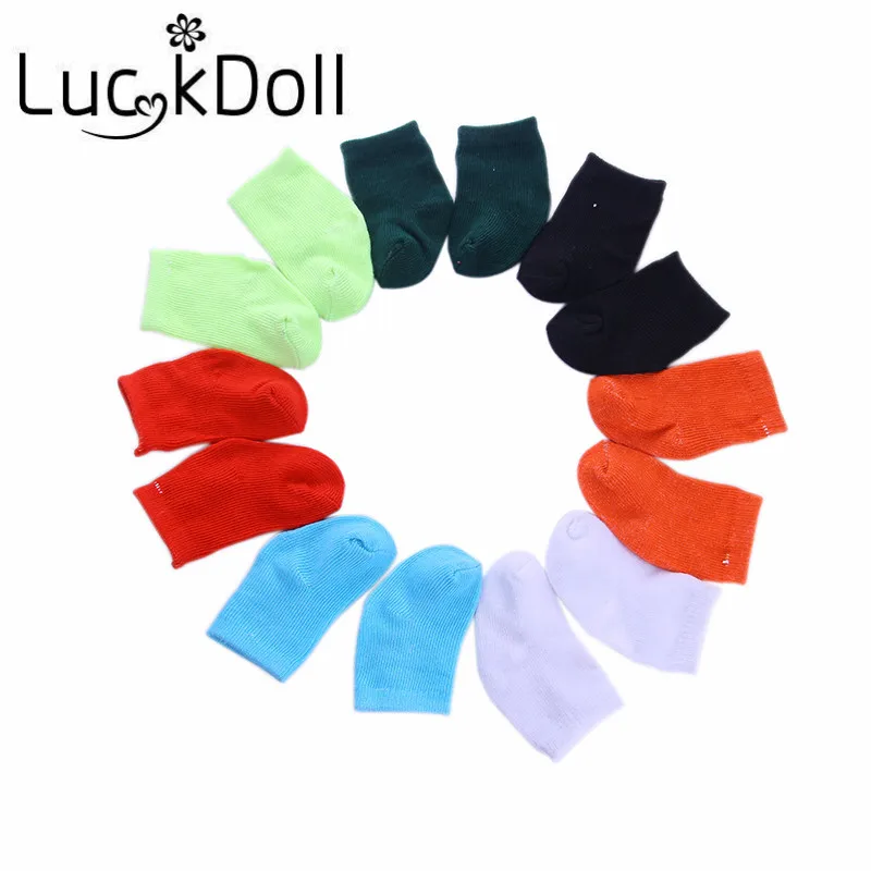 Однотонные носки трубы среднего размера LUCKDOLL белые подходят для куклы реборн 18