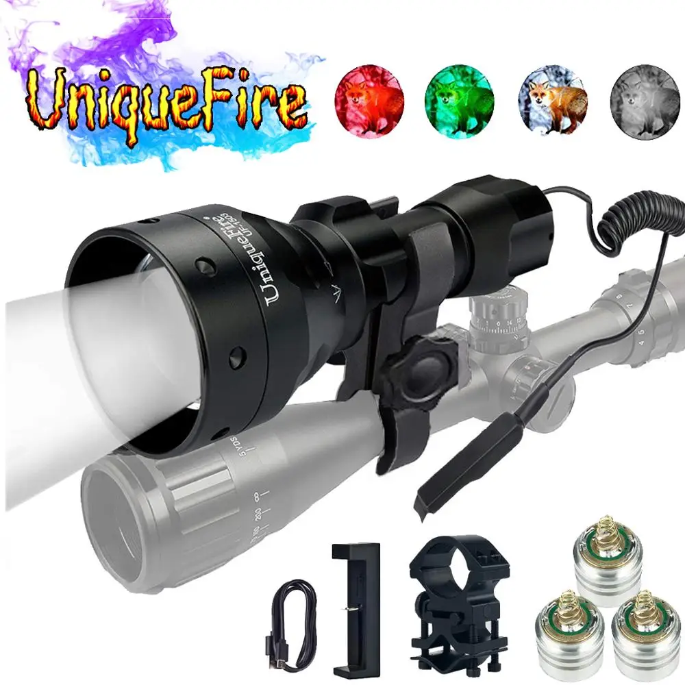 

Инфракрасный светодиодный фонарь UniqueFire 1503 нм, фонарь с линзами 50 мм и переключателем давления, USB-зарядное устройство, крепление для прицела...