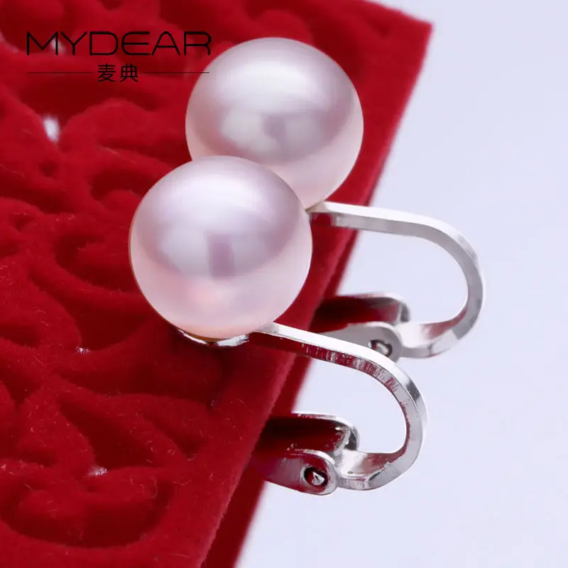 Mydear 2016 новые Для женщин Клипсы 100% натуральная 10-10.5 мм пресноводного жемчуга