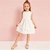 SHEIN Kiddie/милое белое однотонное платье на молнии сзади с помпонами для маленьких девочек; коллекция года; летнее расклешенное платье без рукавов с высокой талией в стиле бохо