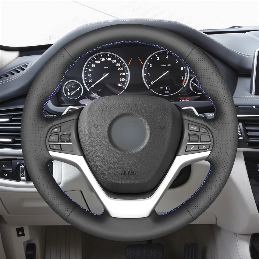 Черный чехол рулевого колеса автомобиля MEWANT из натуральной кожи для BMW X5 F15 2013