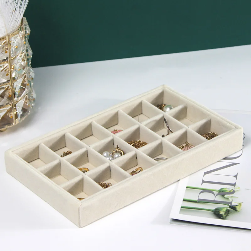 18 Grid Tray YSUMI кремовые цветные украшения, коробка для демонстрации ювелирных изделий, органайзер, лоток для хранения сережек, браслетов, ожерелий, колец, ювелирных украшений - Цвет: 18 Grid Tray