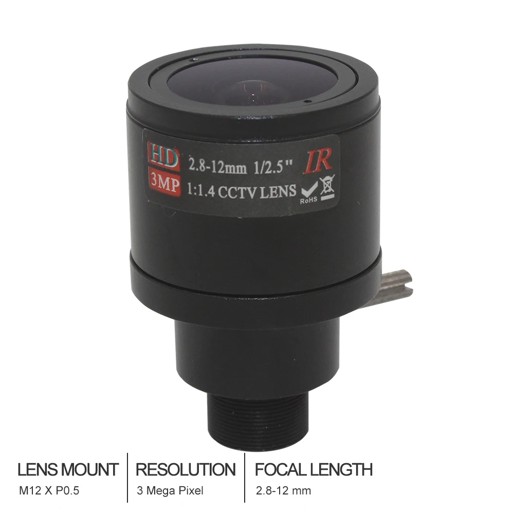 HD CCTV объектив 3.0MP M12 2 8 12 мм варифокальный IR F1.4 ручной фокус зум угол обзора 90 ~ 28