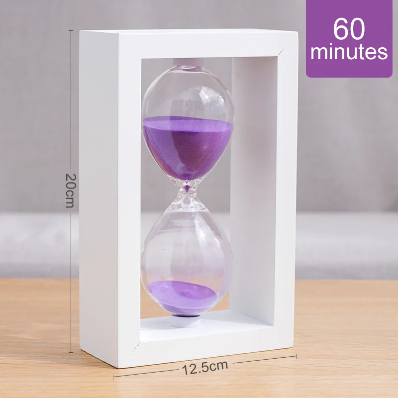 60mins White Purple Песочные часы с таймером 60 минут, гравировка, песочные часы, песочные часы, деревянные украшения, аксессуары для украшения дома, SL-FK - Цвет: 60mins White Purple