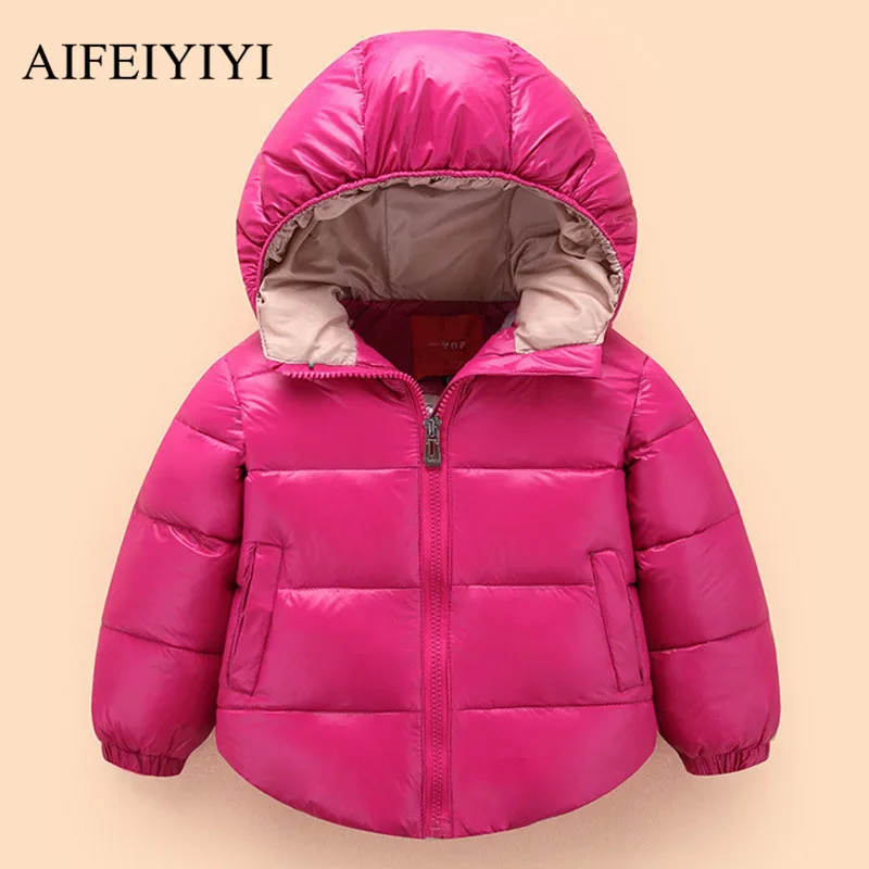 AIFEIYIYI Children's Winter Jackets Clothing Kids Girls Boys Short White Duck Down Thick Solid Color Warm Padded Coat XT2016 |