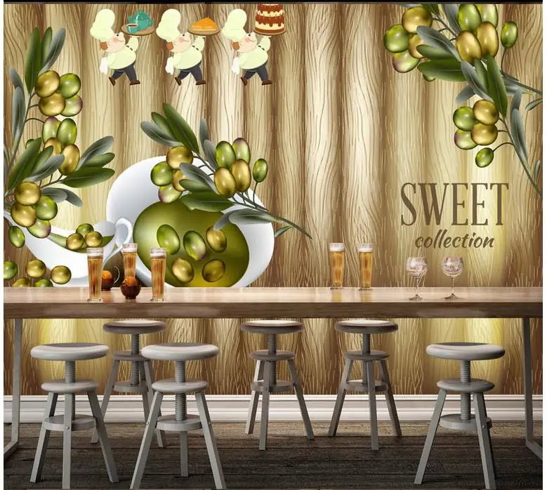 

Custom 3d photo wallpaper 3d wall murals wallpaper Olive fruit grape pattern painting decorative wallpaper for living room wall