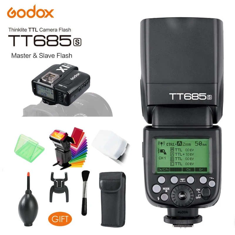 

Godox TT685S 2.4G HSS TTL GN60 Wireless Flash Speedlite, X1S Trigger Transmitter for Sony A58 A7RII A7II A99 A9 A7R A6300 Camera