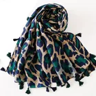 Женский шарф с леопардовым принтом, тонкая теплая шаль из хлопка с большим леопардовым принтом cachecol, 2019