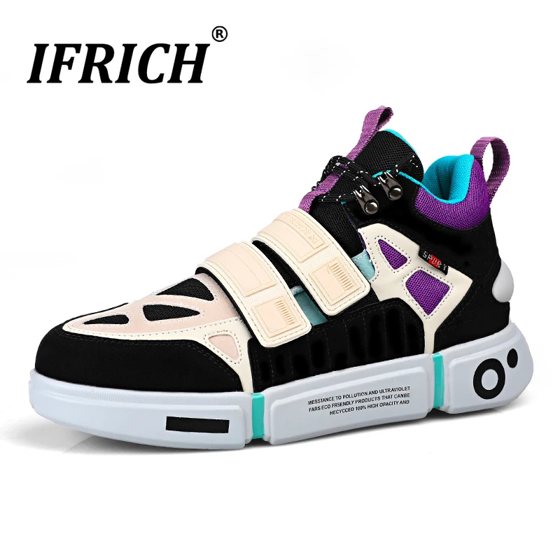 Ifrich/Новинка; Молодежная повседневная мужская обувь; модная мужская прогулочная обувь; роскошные фирменные оригинальные повседневные кроссовки; Дизайнерская обувь на плоской подошве с высоким берцем