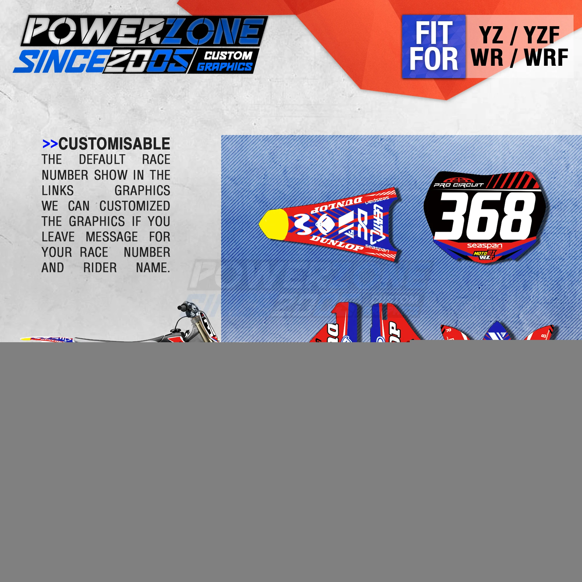 PowerZone графика команды на заказ фоны наклейки 3 м пользовательские для YAMAHA YZF250 450