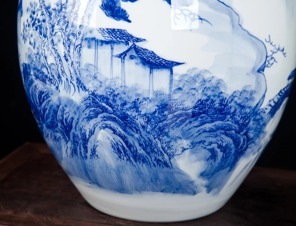 Керамика Jingdezhen Fang Chunhui знаменитая подглазурная роспись сине белая ваза картина