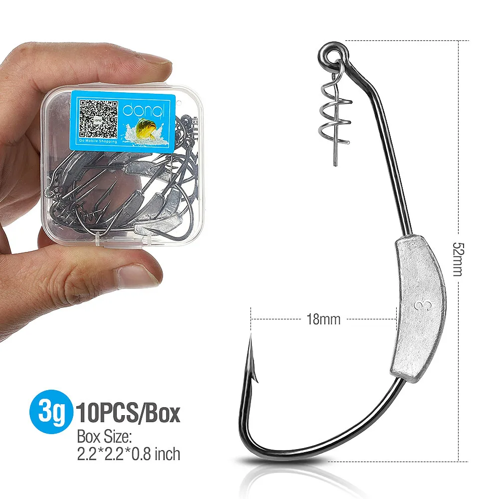 3g 10pcs DONQL 10 шт./компл. Lead Jig Head бронзовых морских рыболовных крючков 2g-7g широкая заводная рукоятка Смещение крючки для мягкие приманки рыболовные снасти набор - Цвет: 3g 10pcs