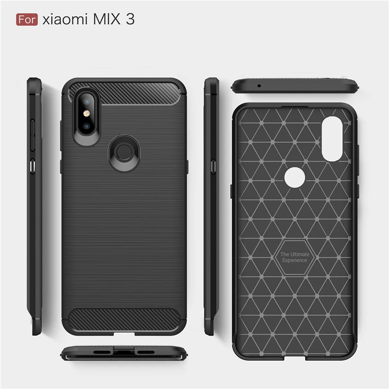 Carbon Fiber Phone Case For Xiaomi Mi Mix 3 6.39&quot Silicone Back Rubber Hybrid Cover Funda | Мобильные телефоны и