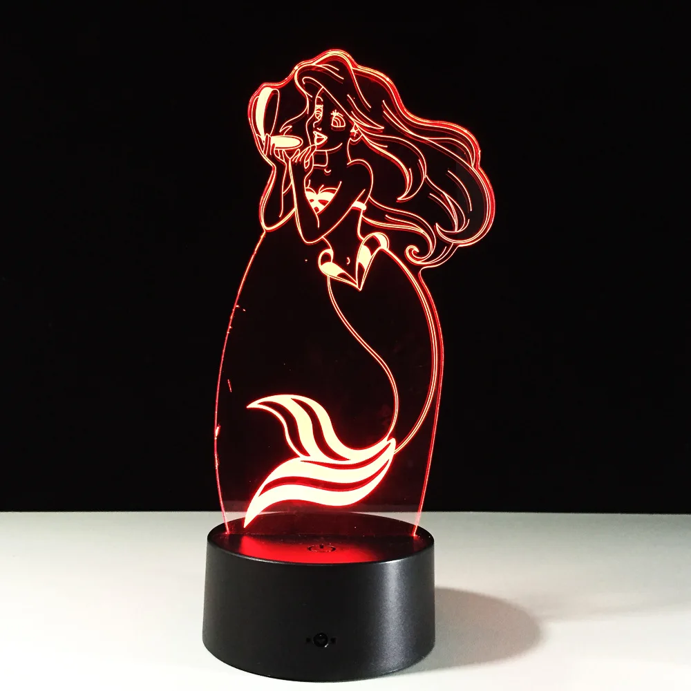

Fairy Tale Mermaid Princess 3D Lamp 7 Color LED Night Lamp For Kids Gift Touch Remote USB Table Lamp Baby Sleeping Night Light