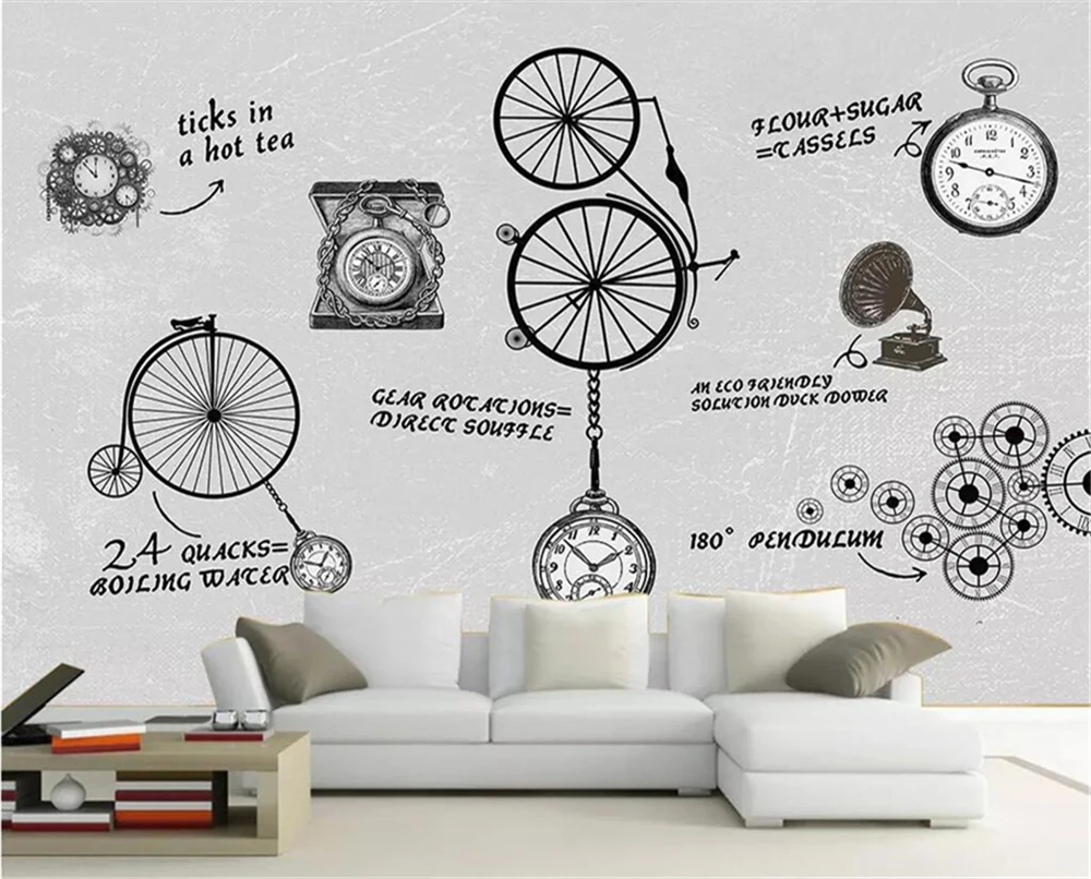 Decorative wallpaper Creative wheel retro icon background wall | Обустройство дома