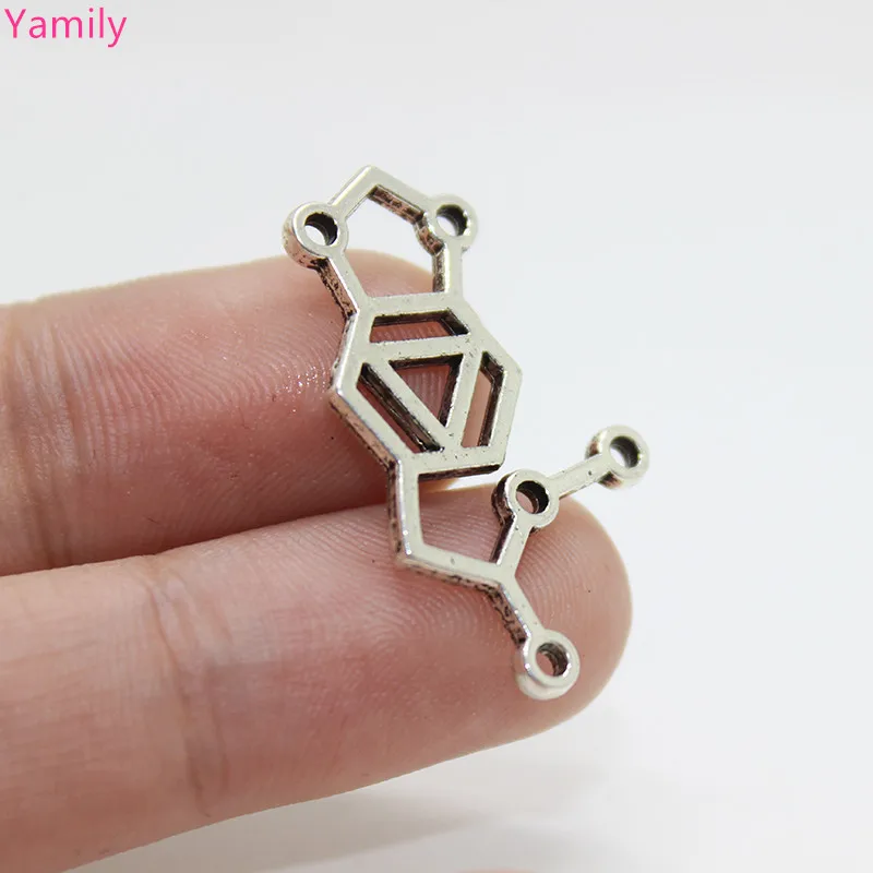 15 шт.-31x17 мм, кулон в виде молекулы, античный серебряный тон, кулон в виде молекулы