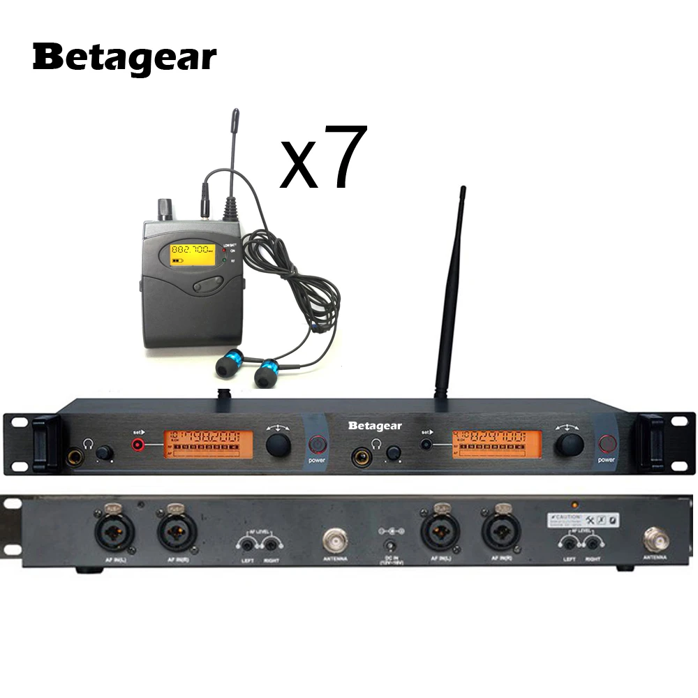 

Betagear SR2050 IEM Professional uhf wrireless in ear monitors for musicians and singers 1 uhf transmitter bodypack 7 receivers