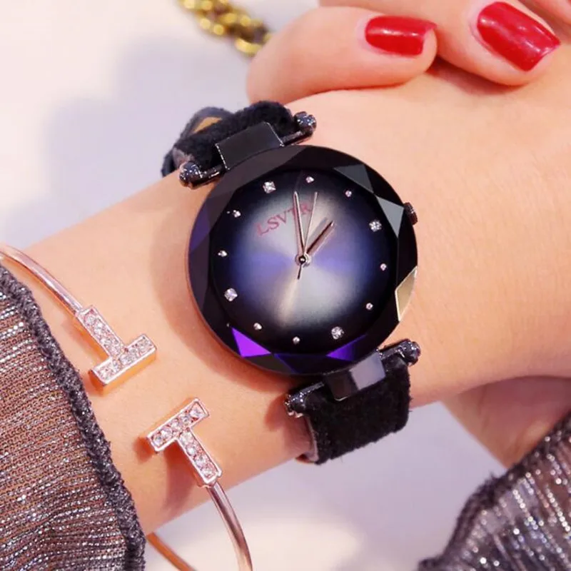 Женские часы с кристаллами кожаные кварцевые наручные модные нарядные женские