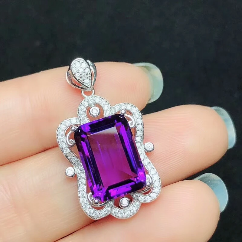 

KJJEAXCMY boutique jewels 925 pure silver, Amethyst Pendant ring, female, 2 piece + chain.