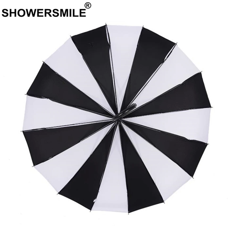 SHOWERSMILE Pagoda Umbrella Women Tower Long-handle Parasol Sun Rain Striped Black White Hanging Parapluie | Дом и сад