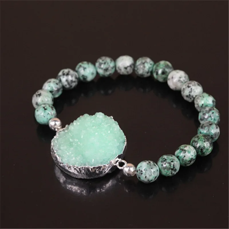Высокое качество очарование drusy druzy Кристалл кварцевый камень Браслеты