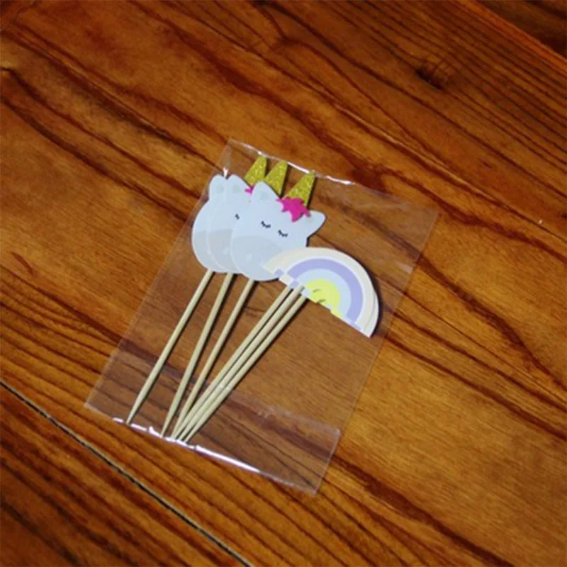 

6PCS Unicorn Rainbow Cake Topper Birthday Party Kids Supplies Baby Shower Decorations Paper Cake Topper Dessert Table Supplies