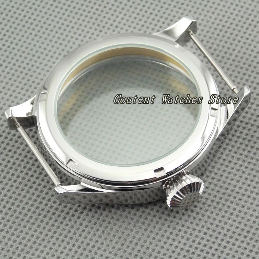 

43mm Corgeut Polished Sapphire Glass Watch Case Kit ST36 ETA 6497/6498 Seagull ST3600 Movement Men's Watch Shell