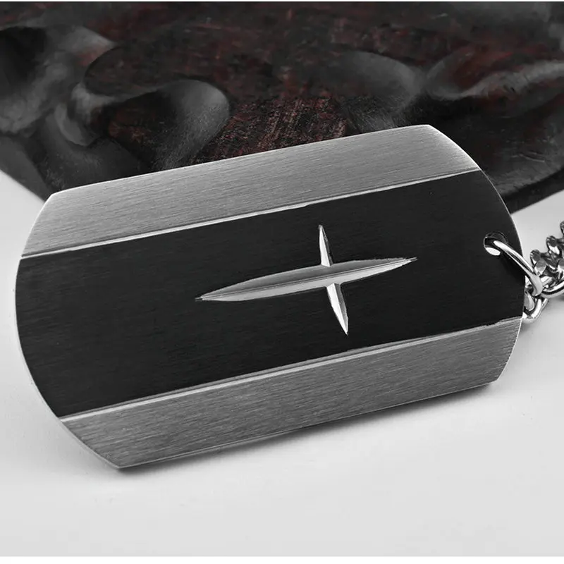 Amgjdk черный широкие полосы dog tag подвеска-крест Цепочки и ожерелья для Для