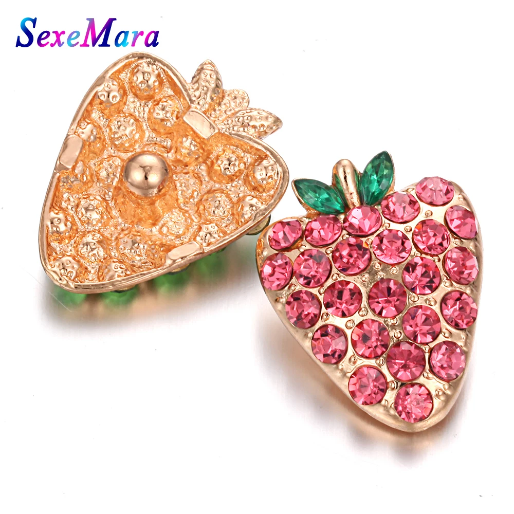 Горячая продажа Snaps Ювелирная Кнопка горный хрусталь клубника 18 мм металлическая