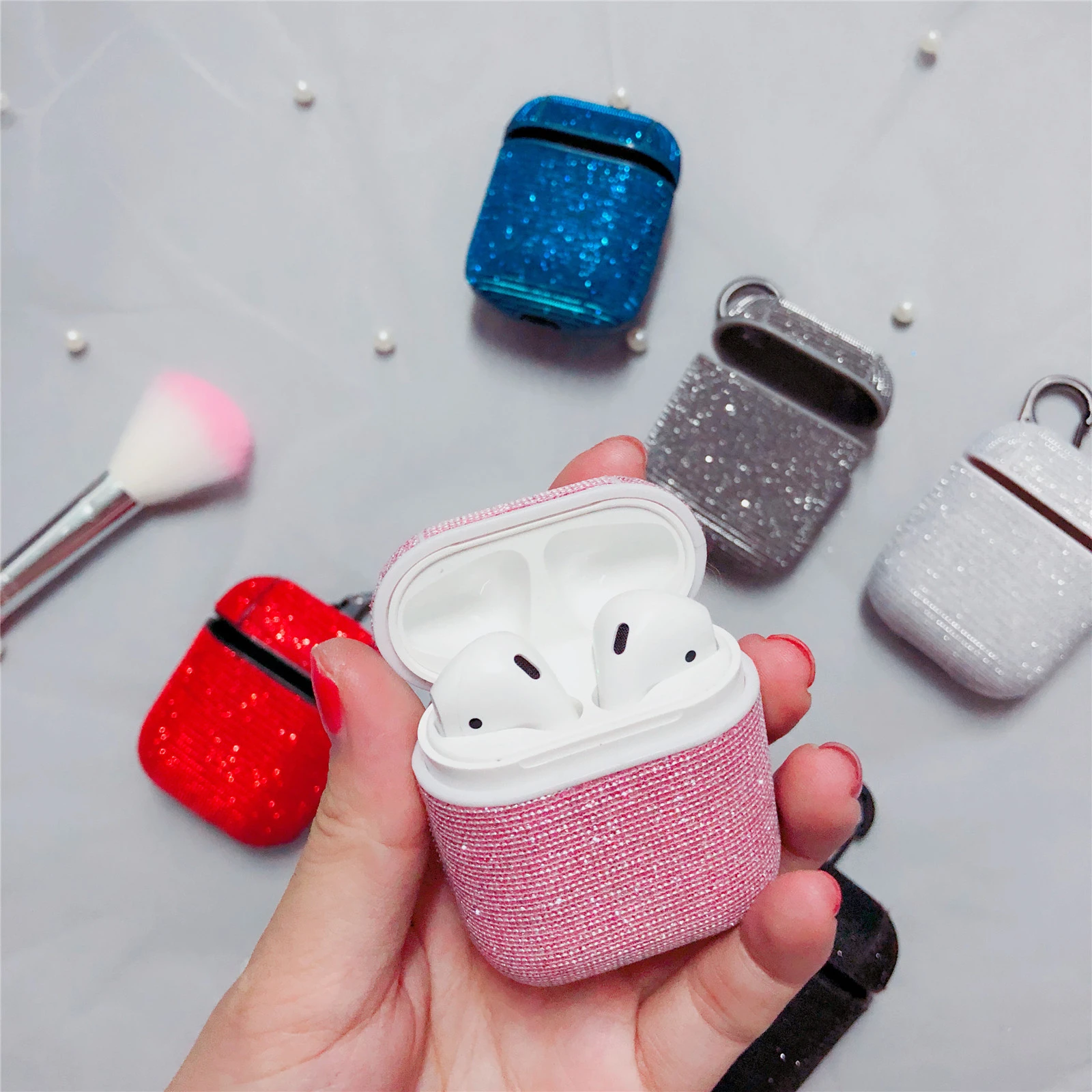 VETOMEET Стразы узор Bluetooth беспроводной Чехол для наушников для Apple Airpods с кнопками чехол для наушников Аксессуары для наушников