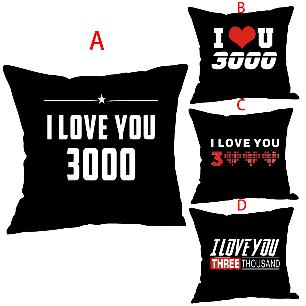 OUNEED наволочка для подушки s 45x45 см I love you три тысячи раз из хлопка и льна с принтом