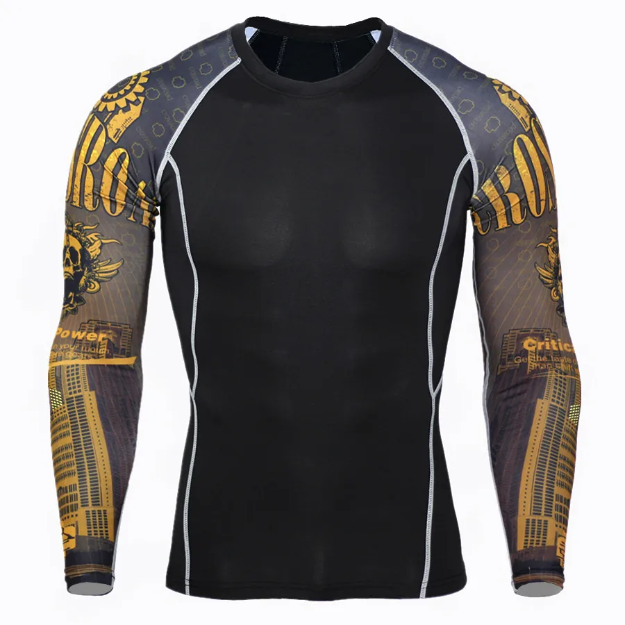 Компрессионные рубашки с длинным рукавом топы для фитнеса ММА|compression shirt|long