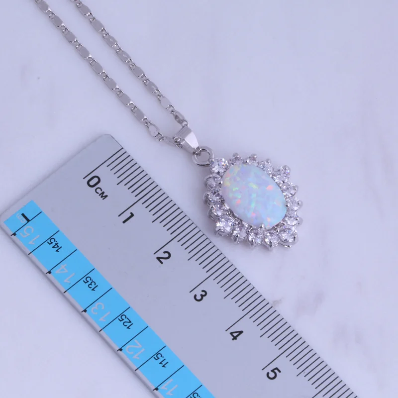 Женский комплект украшений с опалом и кубическим цирконием элегантная белая