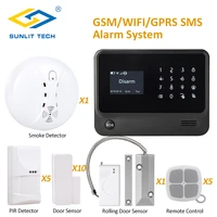 pure black wifi alarm panel security alarm burglar system with anti pet motion sensors smoke detector roller shutter sensor