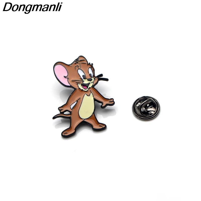 P3285 Dongmanli кошка и мышь эмалированные булавки броши мультфильм креативная металлическая брошь булавки Джинсовая Шляпа значок воротник ювелирные изделия 1 шт