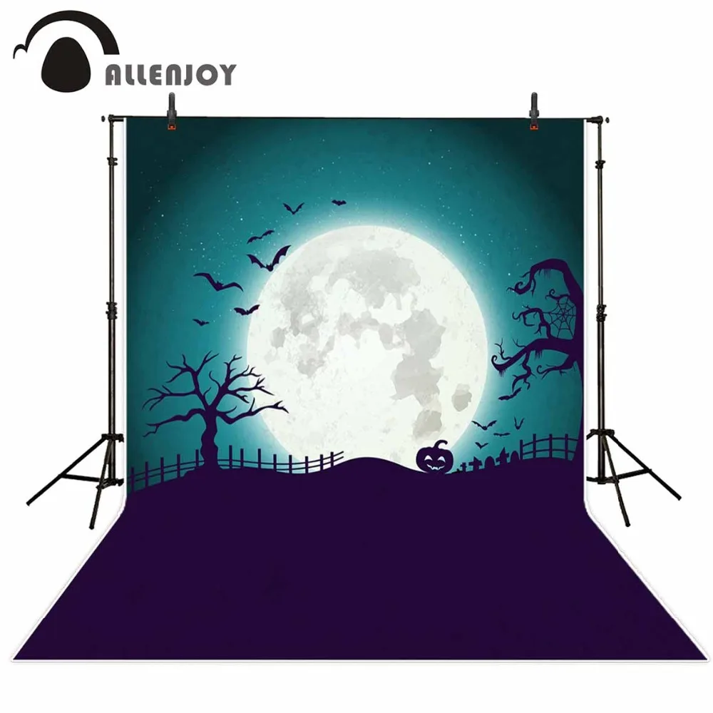 Фон для фотографий allenjoy Moon Тыква дерево Летучая Мышь Хэллоуин живописная ткань