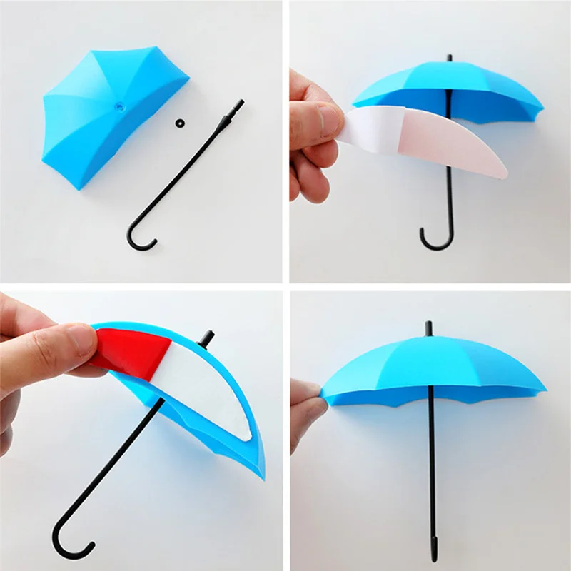 3 Pcs Colorful Umbrella Wall Hook Key Glasses Wallet Hair Pin Holder Organizer Decorative Hanger Decor Home Decoration | Дом и сад