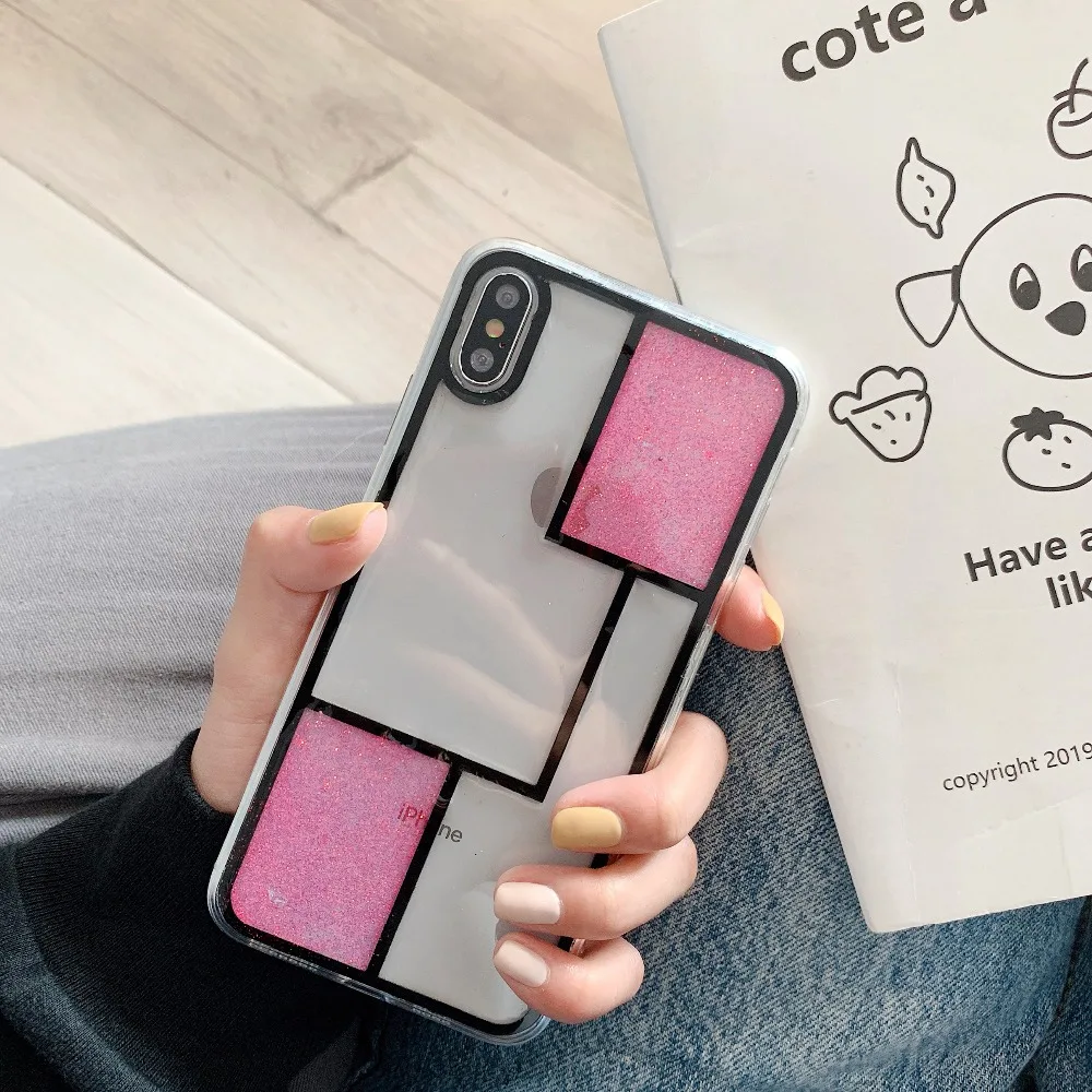 Exotic Phone Case For iPhone XR Glitter Geometric Elegant Grid Back Cover Xs max Cases 8 7 6plus Luxury Coque |