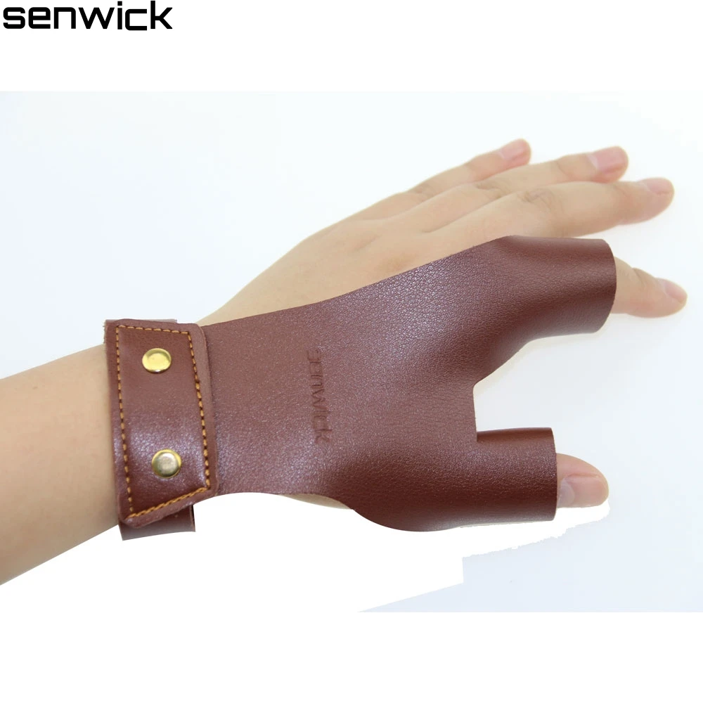 Archery Left Hands Cow Leather Finger Guard Hunting Shooting Accessories Protector Glove For Hand Bow Black Brown | Спорт и