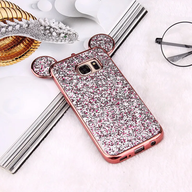 3D Minnie Mickey Mouse Ears Case For Samsung Galaxy S10 S9 S8 Plus S7 S6 Edge Lite Soft Bling Glitter Cover Phone Bags Coque |