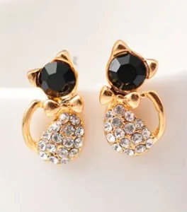 Женские модные серьги e057 красивые с котом из страз|earring bag|earrings candyearrings logo |