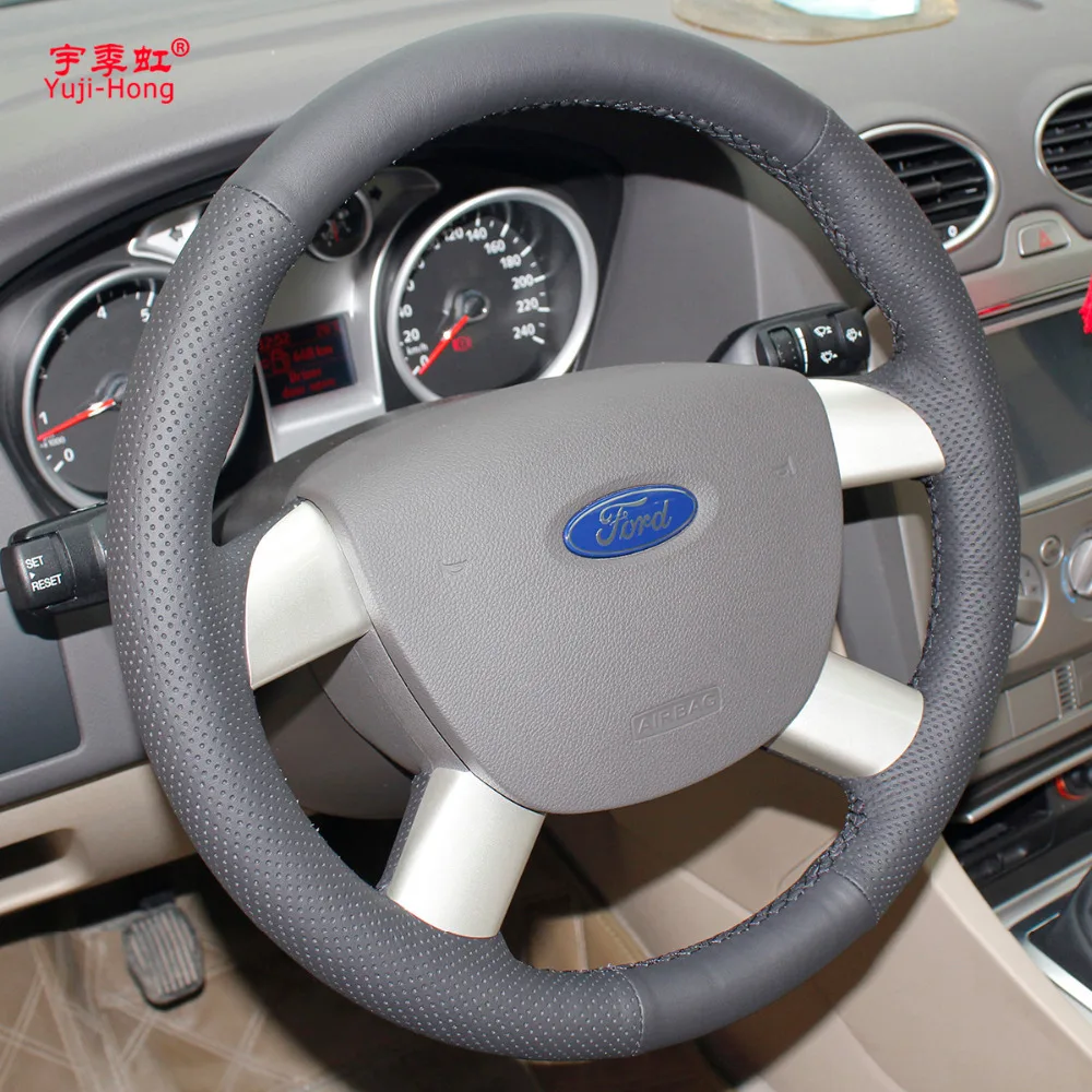 Верхний слой из натуральной коровьей кожи чехлы рулевого колеса автомобиля